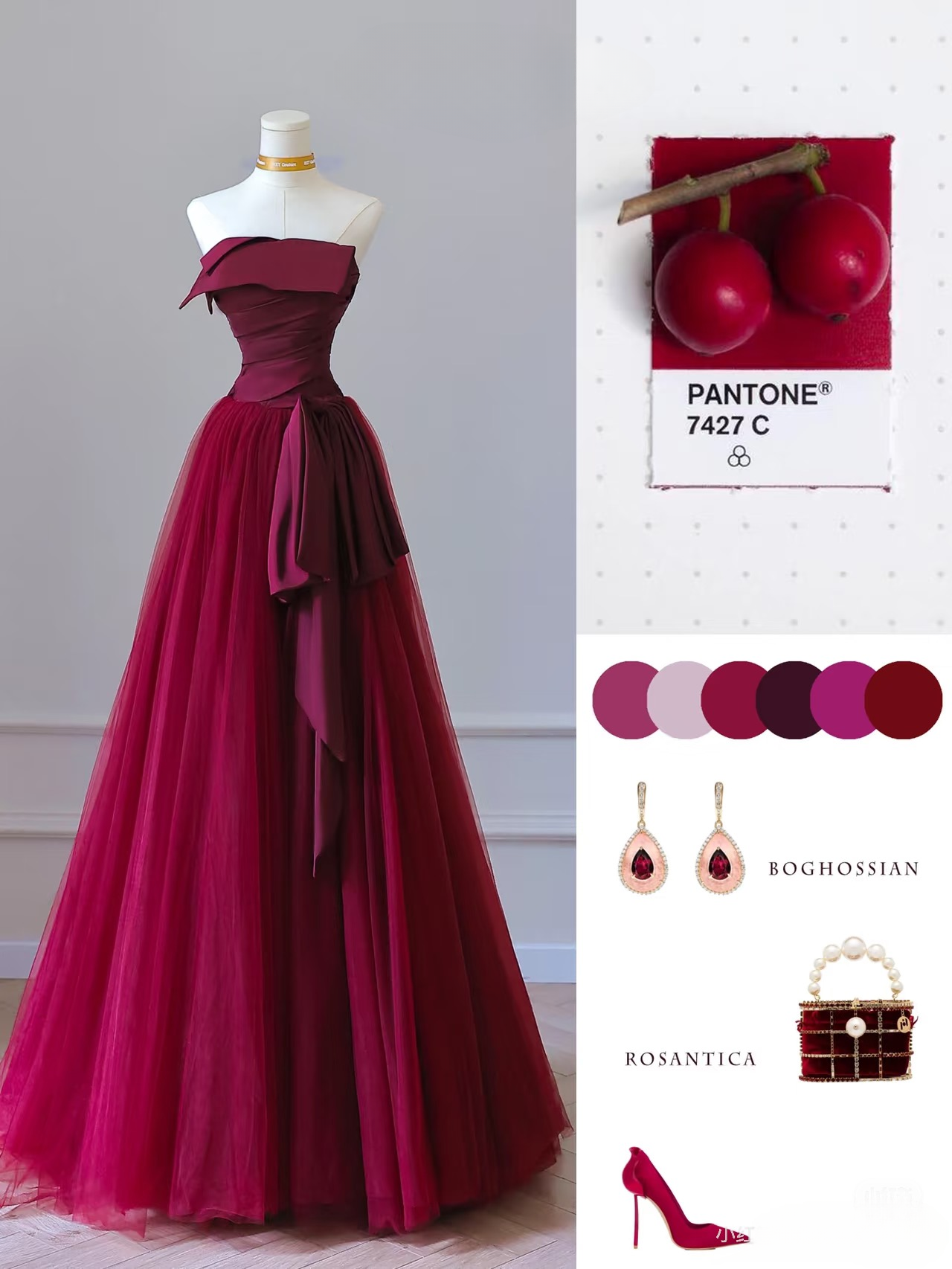 Cute A Line Strapless Burgundy Tulle Stunning Prom Dresses Inspiration Prom Dress Princess Dance Formal Graduation Dress AU043
