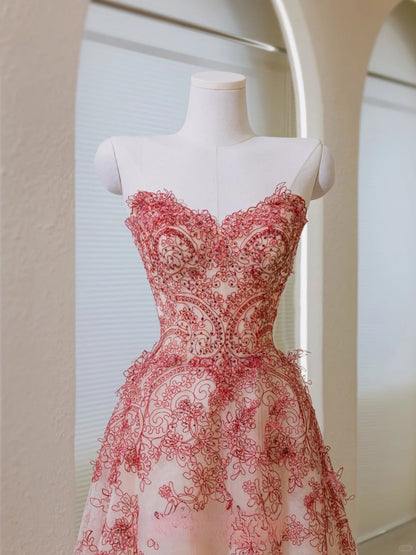 Unique Ball Gown Sweetheart Lace Prom Dresses Long Party Dress 20th Birthday Outfits Formal Gown AU043