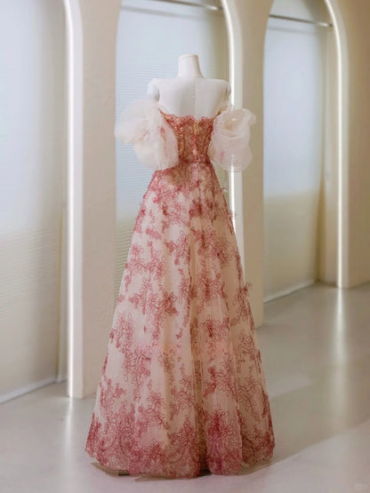 Unique Ball Gown Sweetheart Lace Prom Dresses Long Party Dress 20th Birthday Outfits Formal Gown AU043