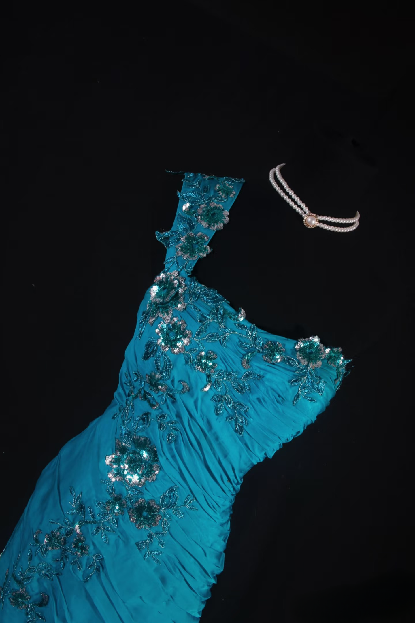 Retro Prom Dresses Mermaid One Shoulder Blue With Beaded 70s 80s Pleated Vintage Fashion Long Prom Dresses Party Gowns AU043