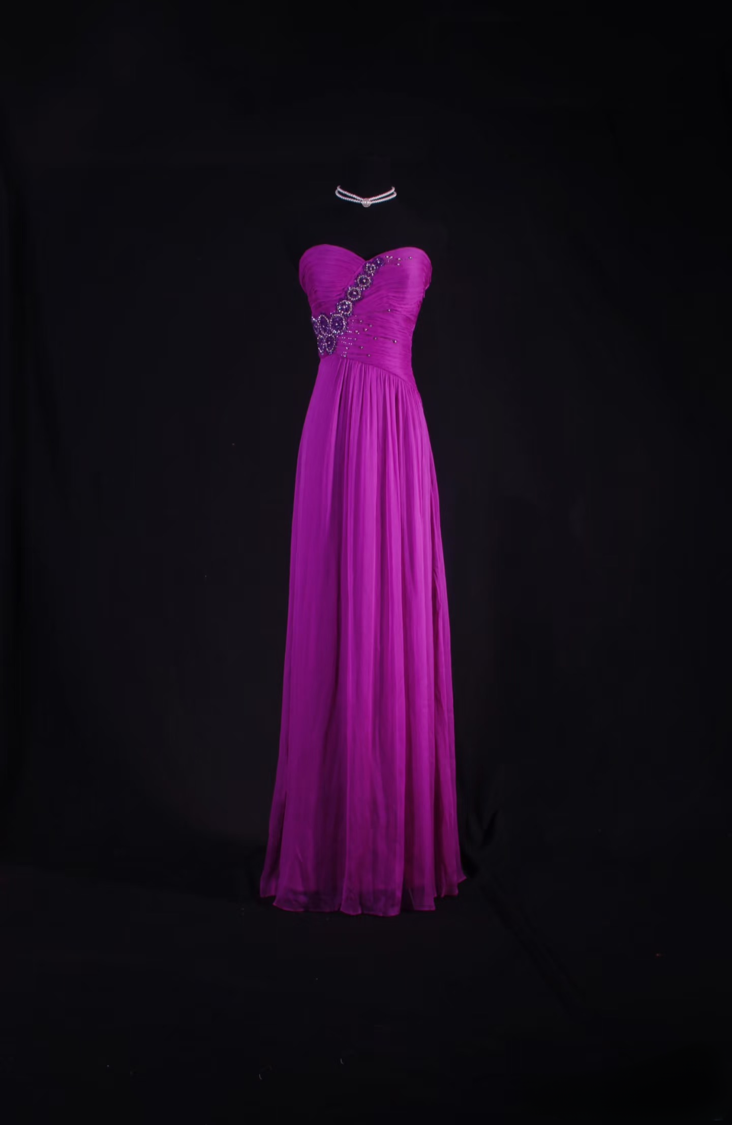 Vintage Prom Dresses 1980s Retro Classy A line Sweethart Chiffon Beaded Inspo Long Prom Gown AU044