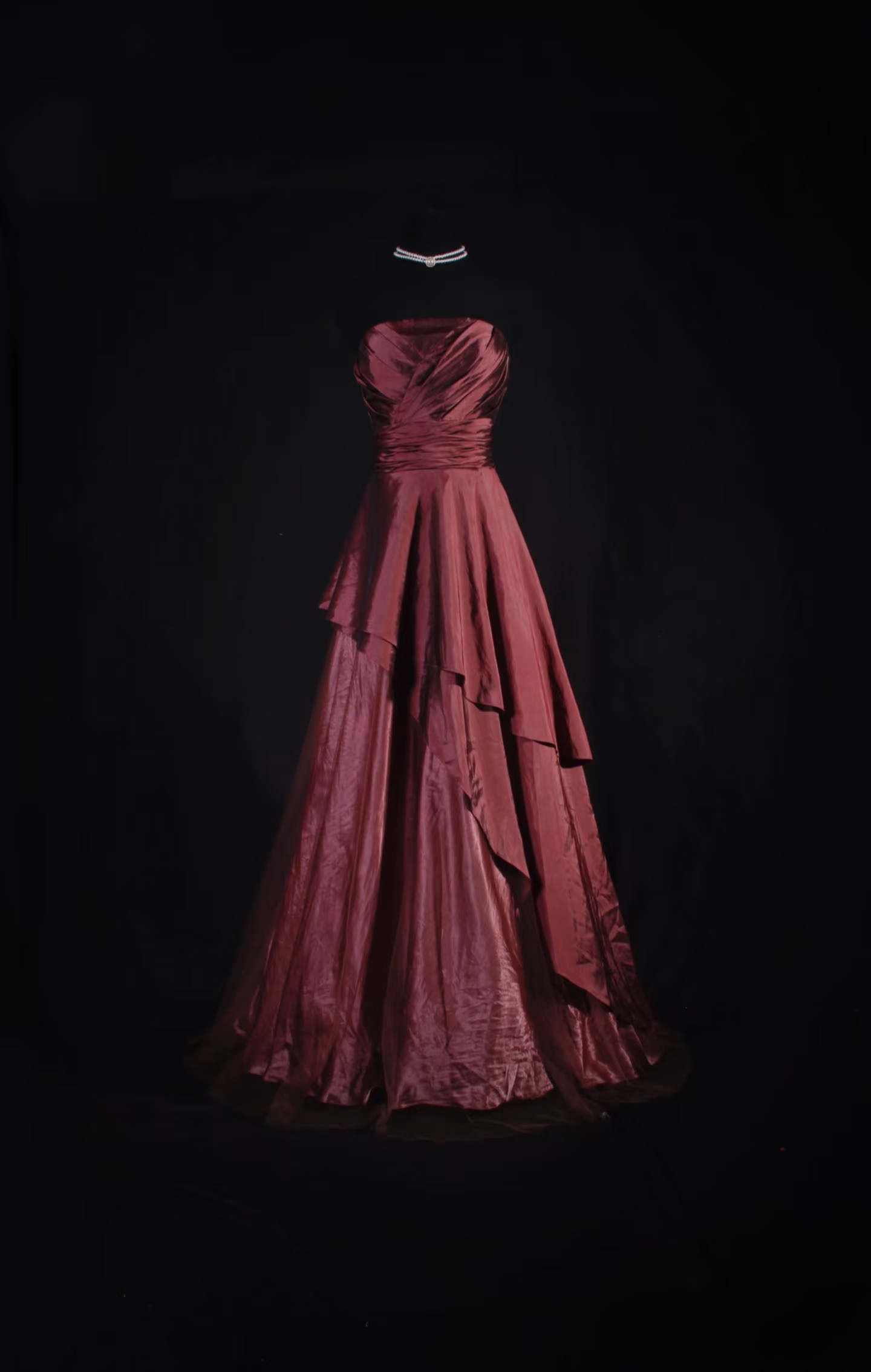 Vintage Ball Gown Strapless Burgundy 80s Taffeta Inspiration Long Prom Dresses Evening Party Dress Prom Gowns AU045