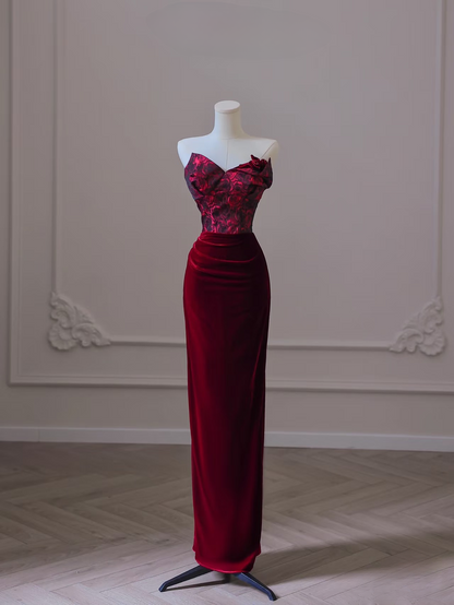 Elegant Mermaid Sweetheart Burgundy Floor Length Amazing Prom Dress Inspiration Ideas Prom Inspo Gowns Graduation Dress AU046
