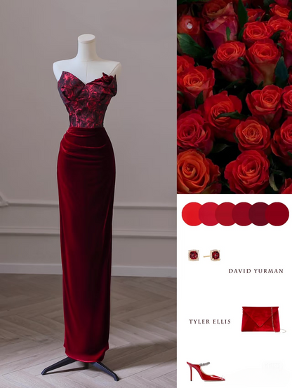 Elegant Mermaid Sweetheart Burgundy Floor Length Amazing Prom Dress Inspiration Ideas Prom Inspo Gowns Graduation Dress AU046