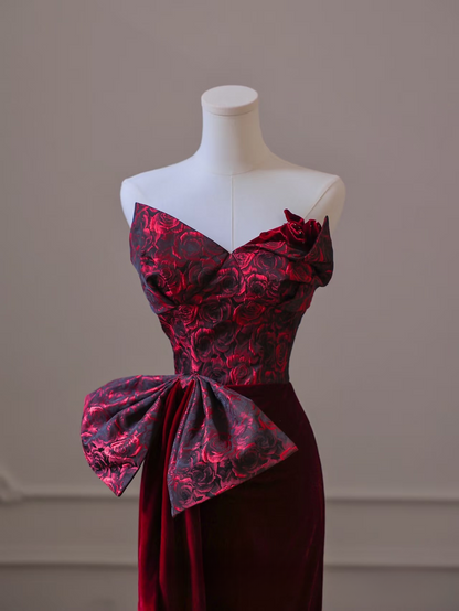 Elegant Mermaid Sweetheart Burgundy Floor Length Amazing Prom Dress Inspiration Ideas Prom Inspo Gowns Graduation Dress AU046