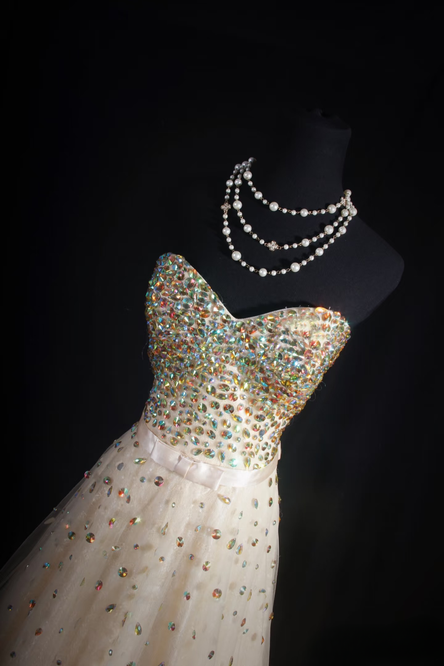 Vintage Prom Dresses 1980s Retro Classy A line Sweethart Tulle Champagne Beaded Inspo Long Prom Gown AU046