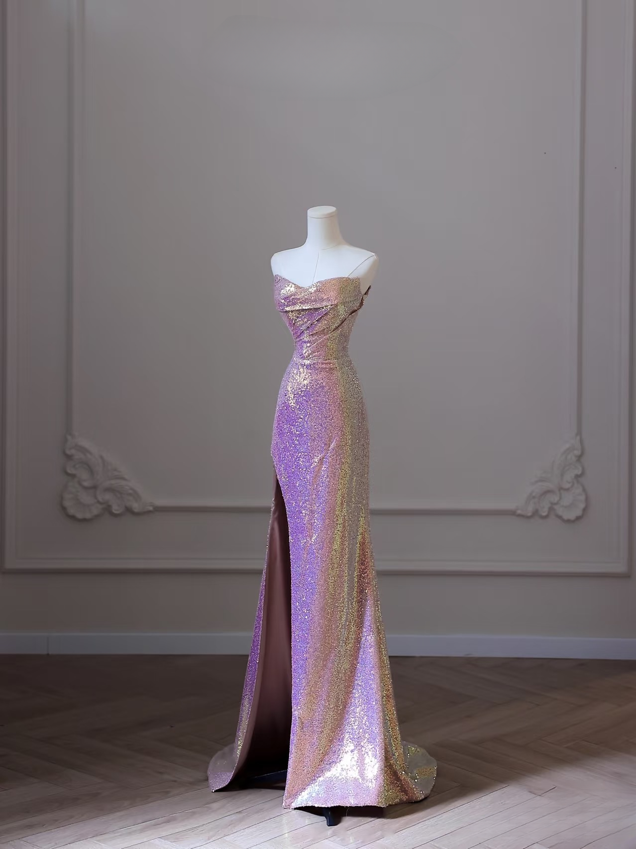 Elegant Mermaid Sweetheart Pink Sequin Slit Amazing Prom Dress Inspiration Ideas Prom Inspo Gowns Graduation Dress AU047