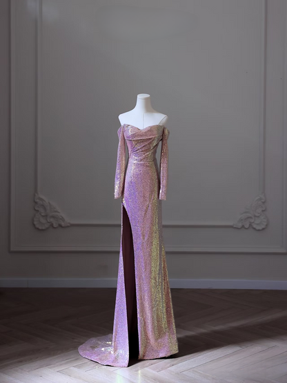 Elegant Mermaid Sweetheart Pink Sequin Slit Amazing Prom Dress Inspiration Ideas Prom Inspo Gowns Graduation Dress AU047