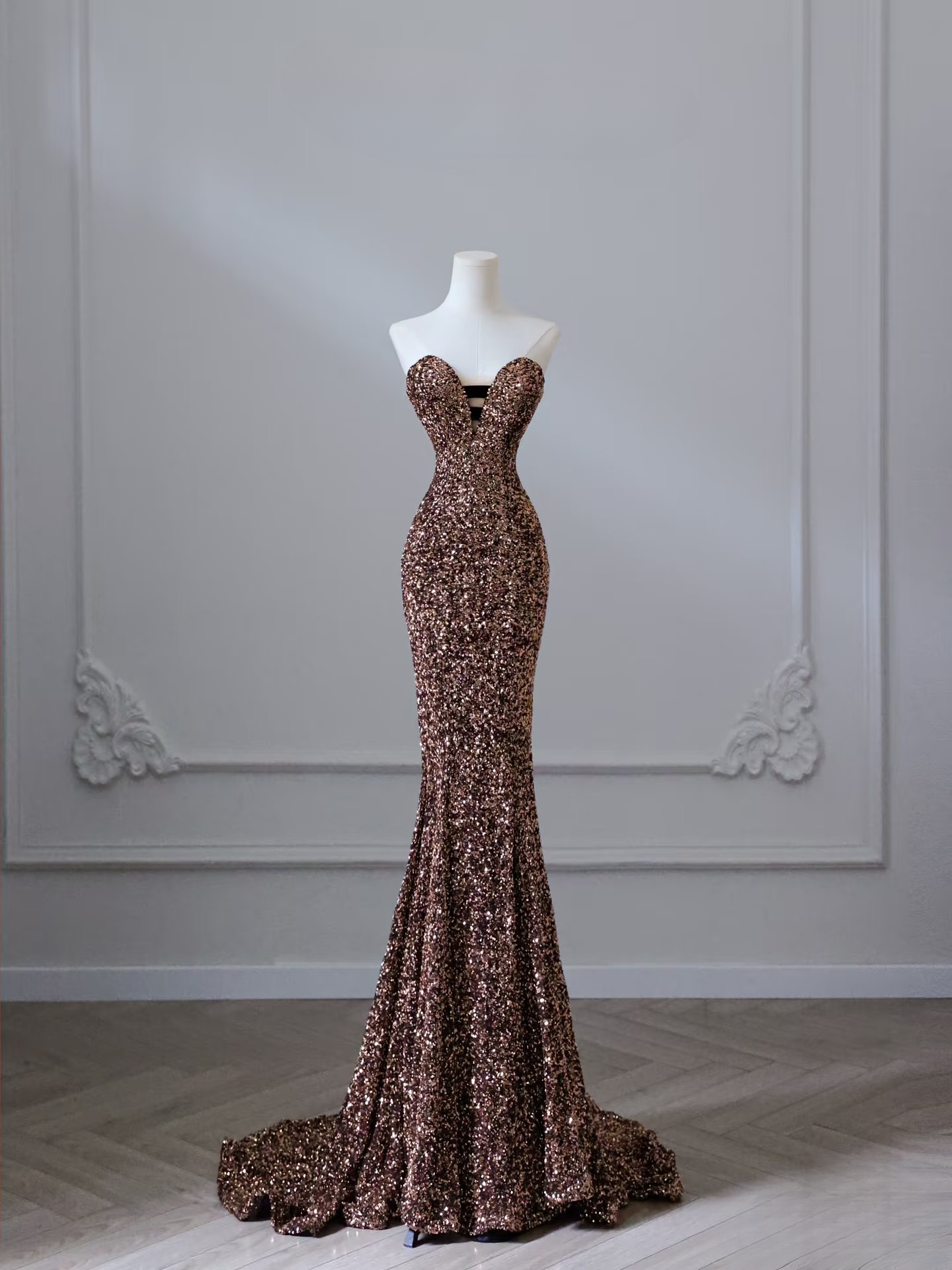Elegant Mermaid Sweetheart Sequin Long Prom Dress Inspiration Ideas Prom Inspo Gowns Graduation Dress AU049