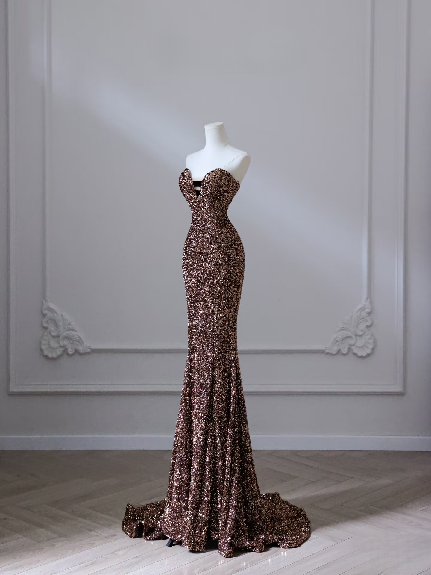 Elegant Mermaid Sweetheart Sequin Long Prom Dress Inspiration Ideas Prom Inspo Gowns Graduation Dress AU049