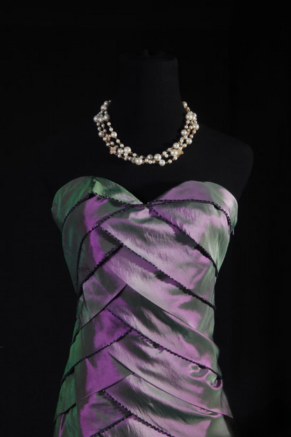 Retro Prom Dresses Mermaid Sweetheart 50s 60s Pleated Grape Taffeta Vintage Long Prom Dresses Party Gowns AU049