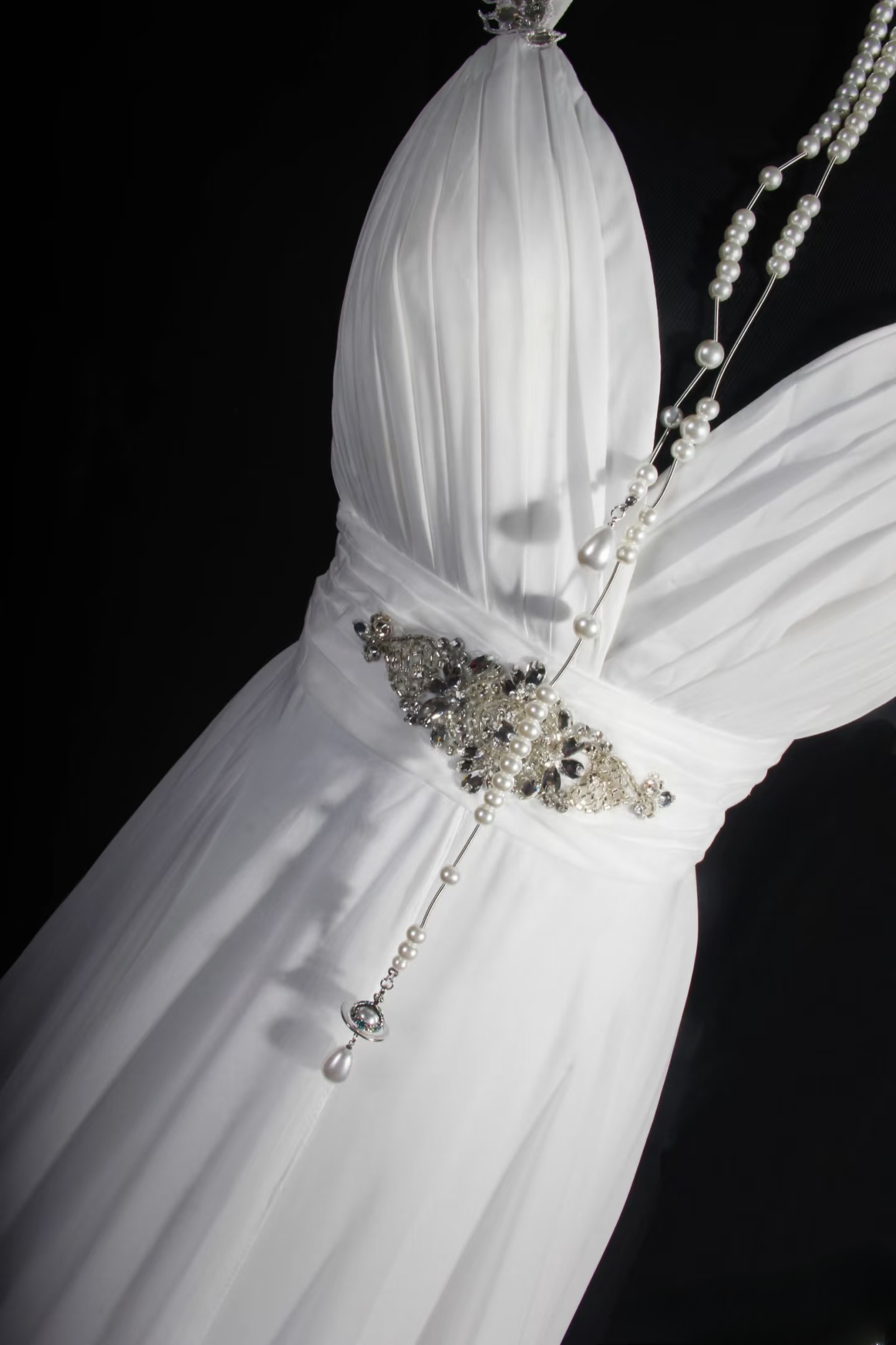 Retro A Line Sweetheart 1960s White Chiffon Fitted Bride Gown Long Lace Wedding Dresses AU050