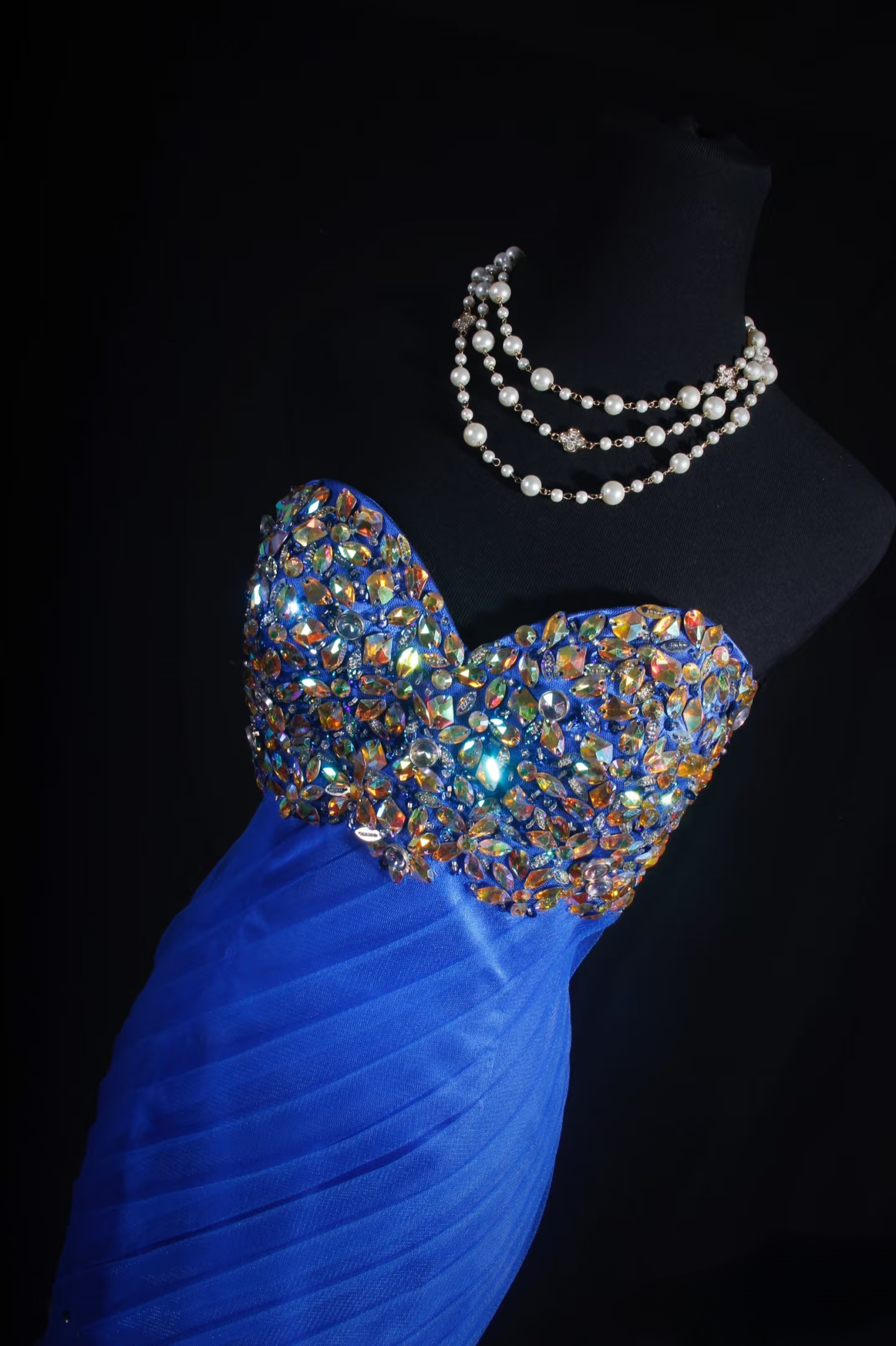 Vintage Prom Dresses Aesthetic Mermaid Sweetheart Royal Blue Tulle Beads Long Prom Dress Inspiration Prom Dresses AU054