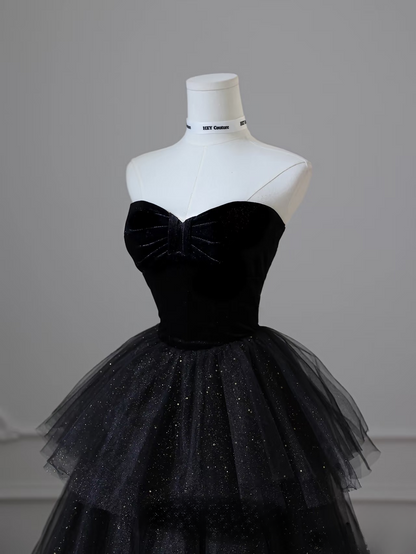 Ball Gown Sweetheart Tulle Black Glam Prom Dresses Inspiration Tulle Prom Gowns Princess Formal Evening Dress AU056