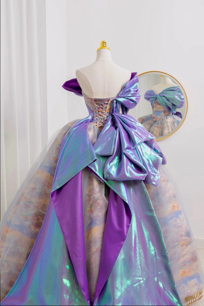 Princess Quinceanera Dresses Ball Gown Sweetheart Light Grape Quince Outfits Vestidos De 15 Anos Long Sweet 16 Dress AU059