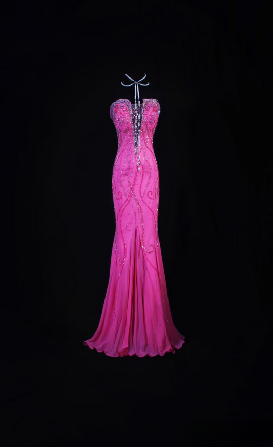 Vintage Prom Dresses 90s Ball Mermaid Strapless Hot Pink Long Prom Dress Inspiration Prom Dresses AU060