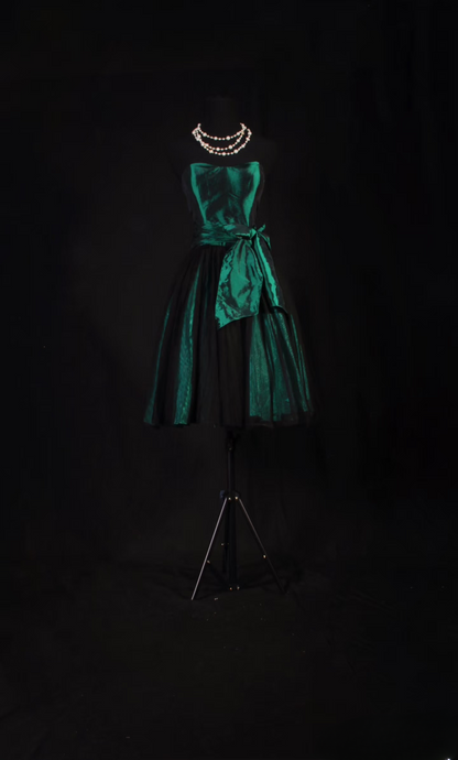 Chic Ball Gown Strapless Dark Green Taffeta Short 18th Birthday Dress Homecoming Dresses Cocktail Gown AU061