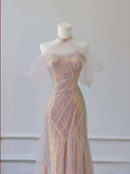 Beautiful Mermaid Sweetheart Sequin Pink Prom Dresses Inspiration Prom Dress Princess Graduation Dress AU066