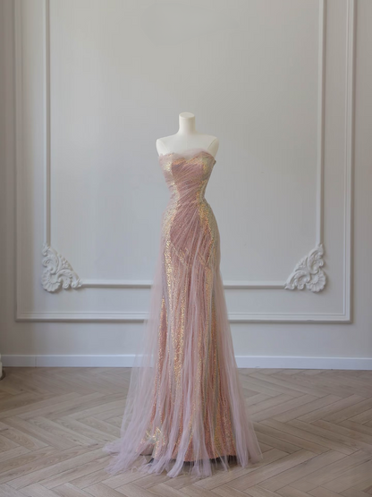 Beautiful Mermaid Sweetheart Sequin Pink Prom Dresses Inspiration Prom Dress Princess Graduation Dress AU066