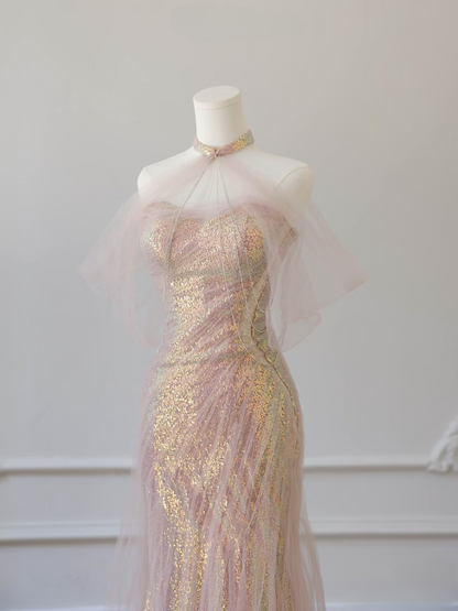 Beautiful Mermaid Sweetheart Sequin Pink Prom Dresses Inspiration Prom Dress Princess Graduation Dress AU066