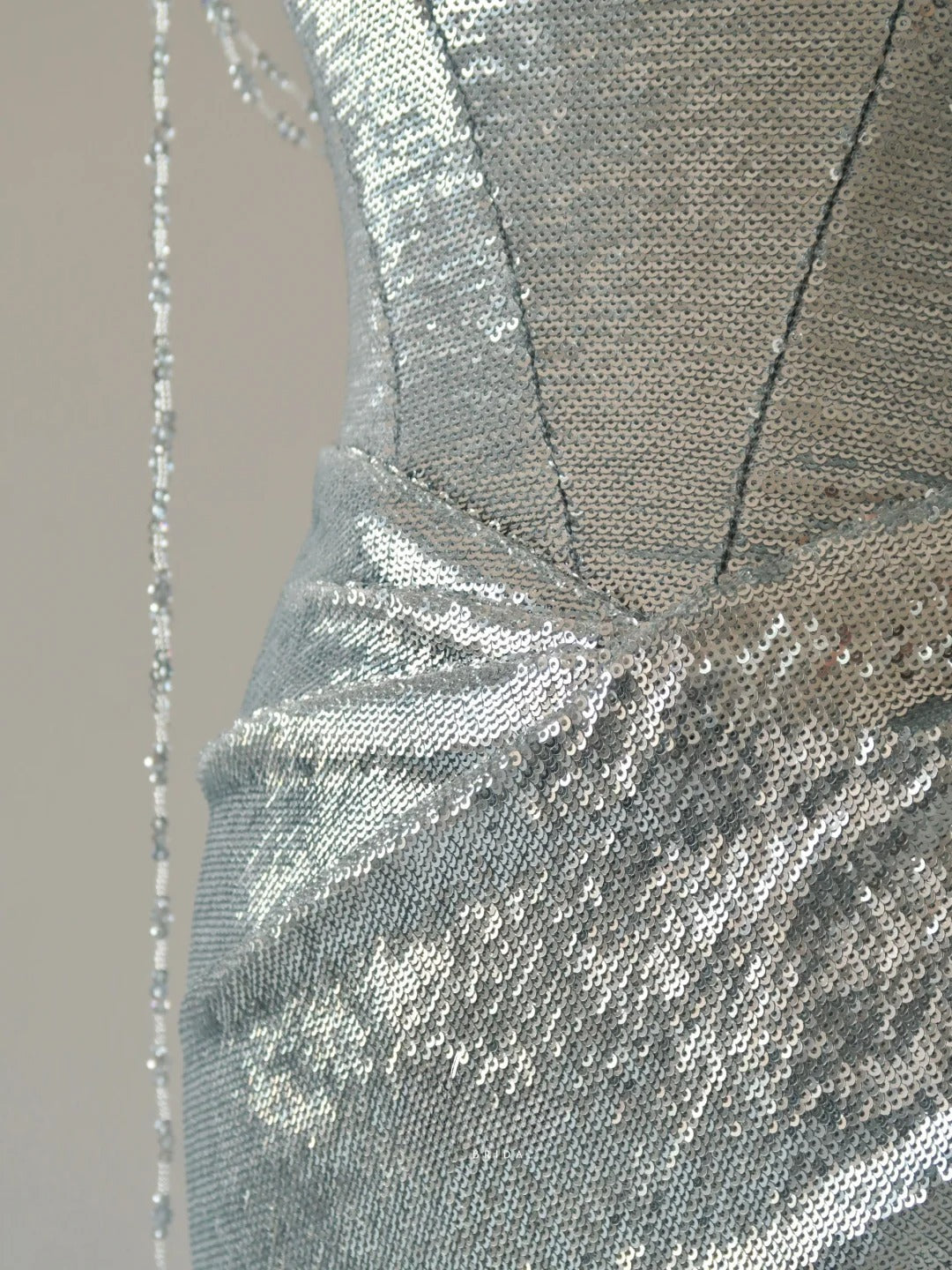 Charming Mermaid Strapless Silver Sequins Sleeveless Prom Dresses Long Prom Gowns AU066