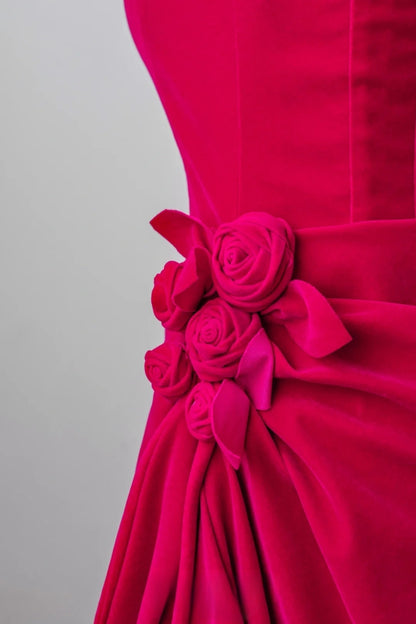 Classy Mermaid Strapless Hot Pink Satin Floor Length Prom Dresses Formal Dress Birthday Outfits Prom Gown AU066