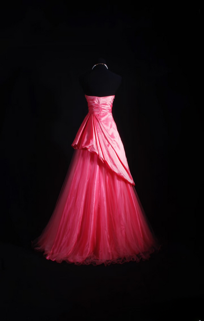Vintage Prom Dresses 1950s Formal Retro Classy A Line Sweetheart Pink Tulle Evening Dress Inspiration Long Prom Party Gown AU066