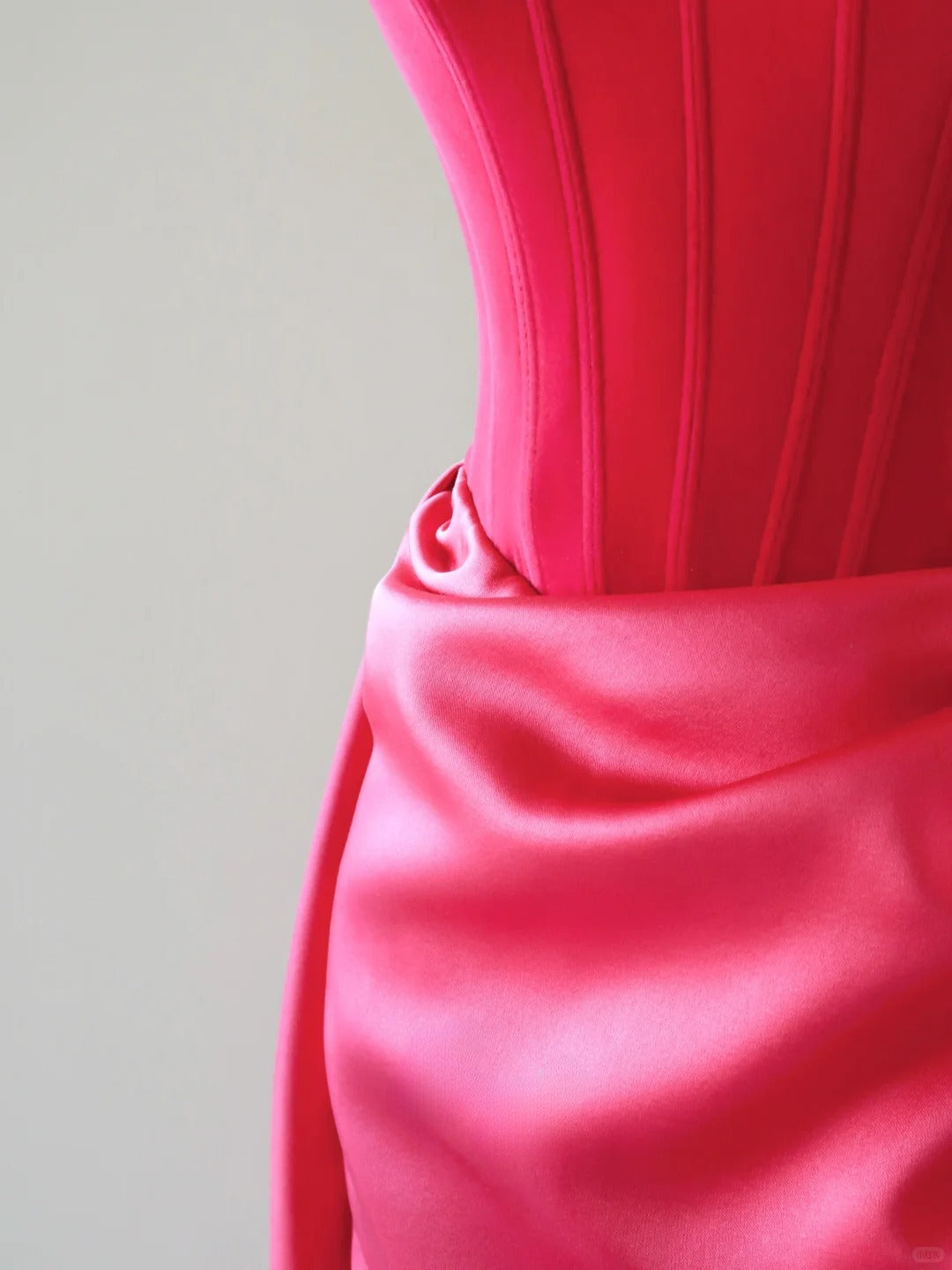Charming Mermaid Strapless Hot Pink Satin Sleeveless Prom Dresses Long Prom Gowns AU067
