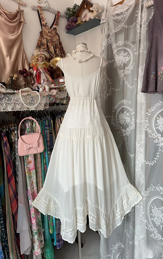 Vintage Prom Dresses 90s Ball A line Spaghetti Straps Lace Long Party Dress Inspiration Evening Dresses AU067