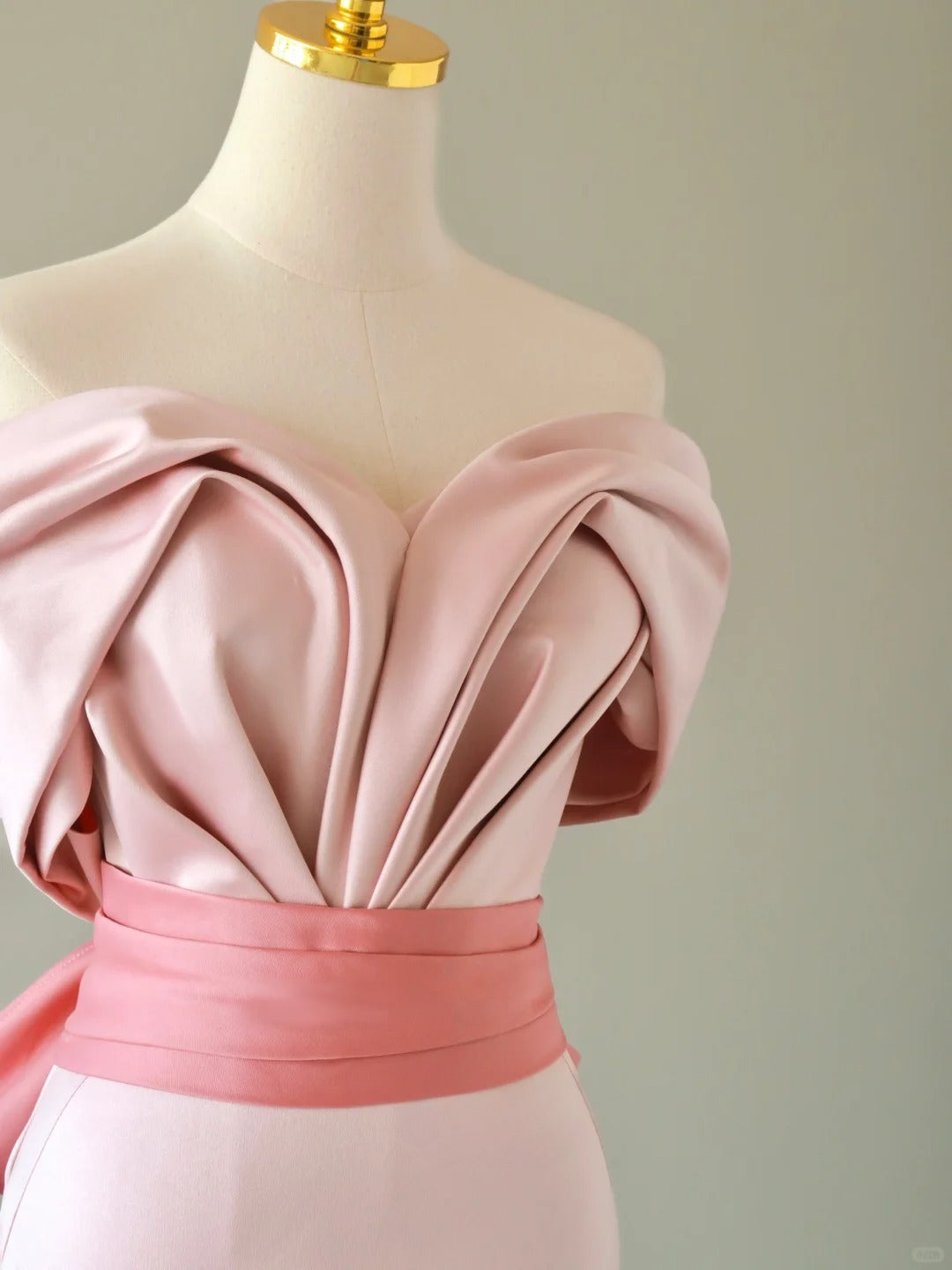Simple Mermaid Sweetheart Blush Pink Satin Short Sleeves Prom Dresses Long Prom Gowns AB222