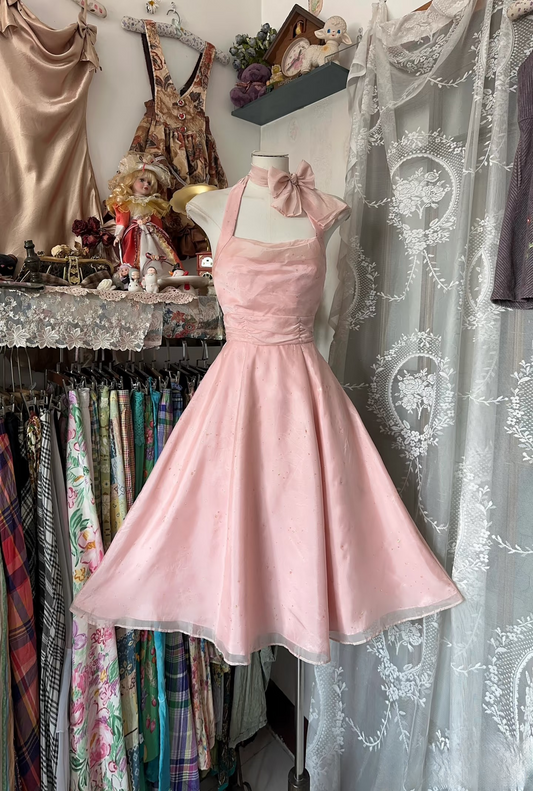 Chic Ball Gown Halter Blush Pink Short 19th Birthday Dress Homecoming Dresses Cocktail Gown AU068