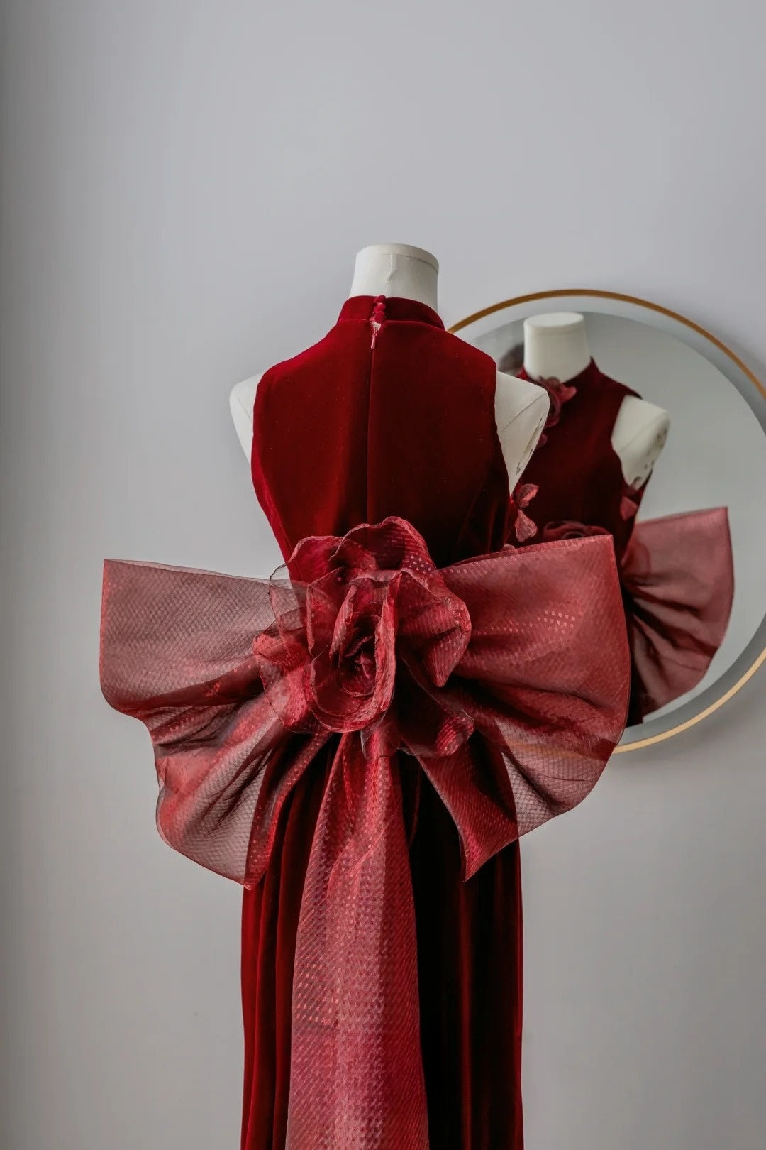 Classy Mermaid High Neck Burgundy Velvet Prom Dresses Formal Dress Birthday Outfits Prom Gown AU069
