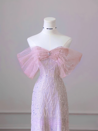 Beautiful A line Off The Shoulder Sequin Pink Prom Dresses Inspiration Prom Dress Princess Graduation Dress AB004