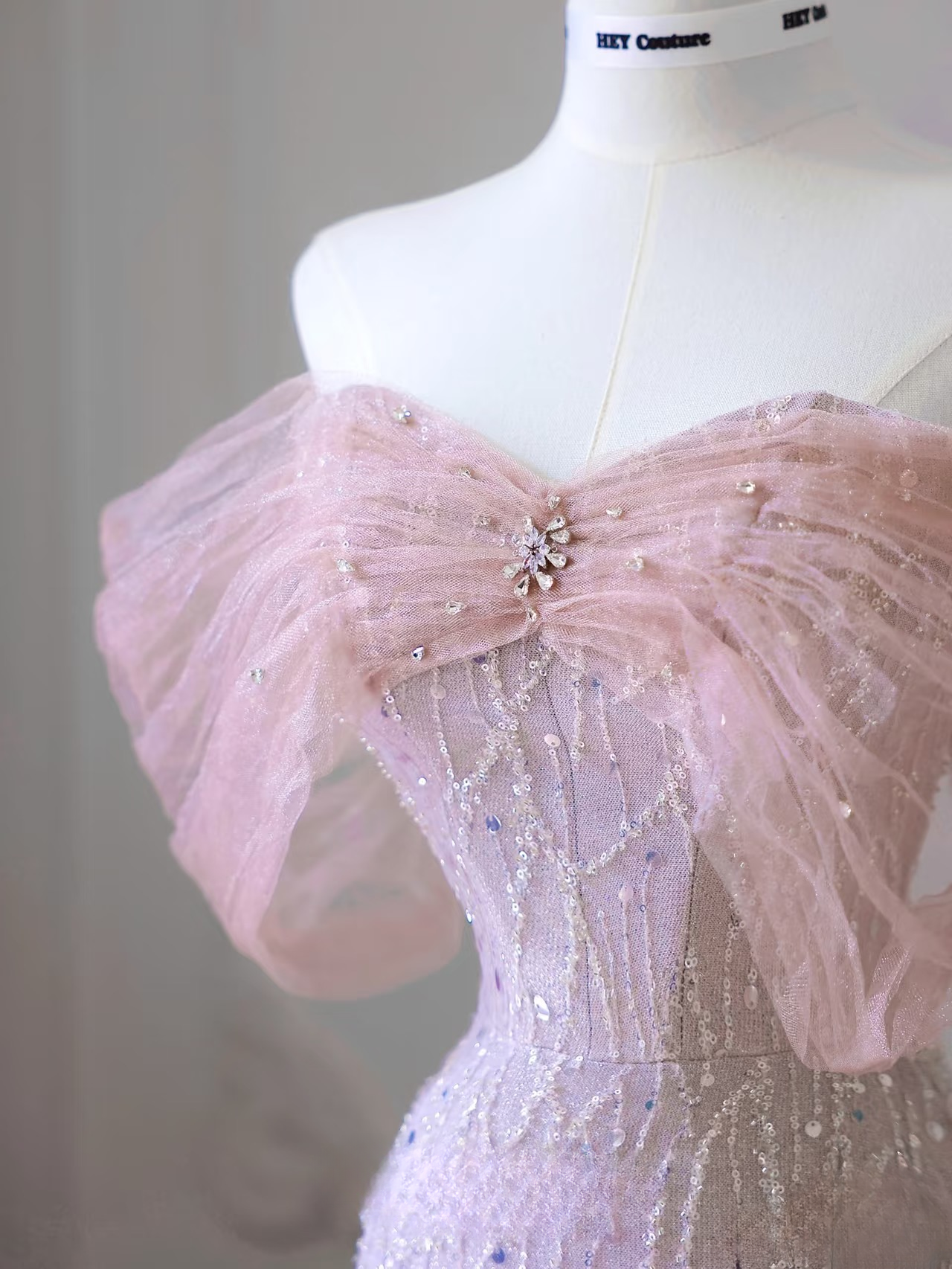 Beautiful A line Off The Shoulder Sequin Pink Prom Dresses Inspiration Prom Dress Princess Graduation Dress AB004