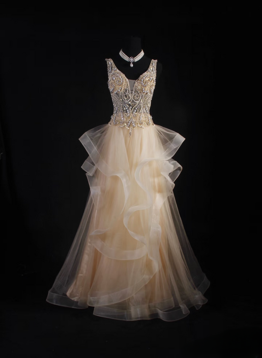 Vintage Prom Dresses 1950s Retro Classy A line V Neck Beaded Long Party Dress Inspiration Evening Dresses AU072