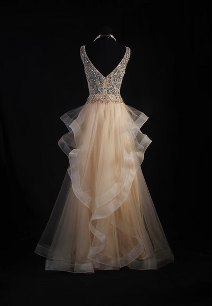 Vintage Prom Dresses 1950s Retro Classy A line V Neck Beaded Long Party Dress Inspiration Evening Dresses AU072