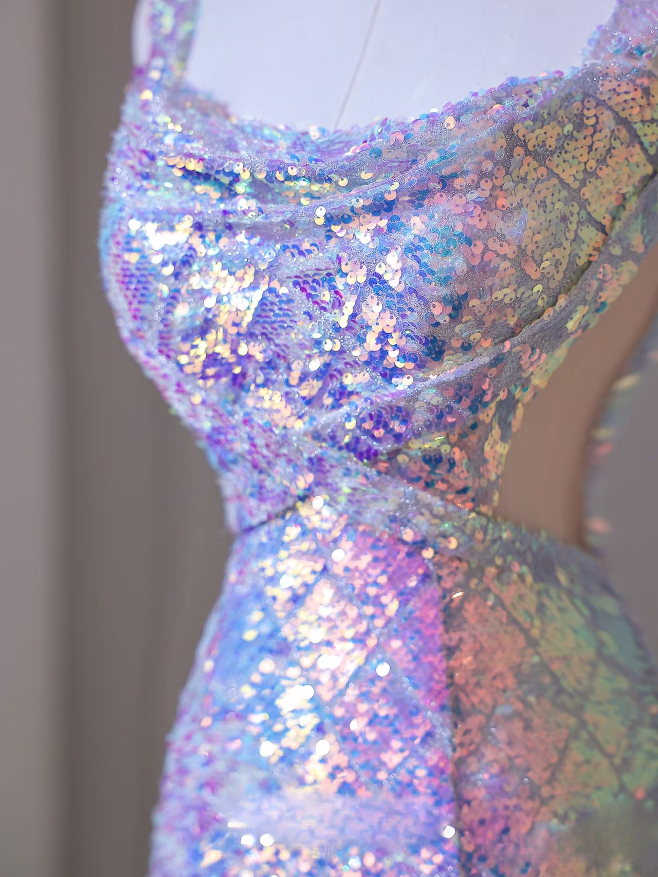 Elegant Mermaid Square Neck Sleeveless Sequin Long Floor Length Prom Dress Inspiration Prom Dresses AU073