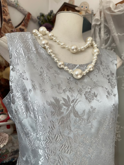 Vintage Prom Dresses 2000s A line Square Neck Silver Lace Prom Dress Inspiration Long Prom Dresses AU083