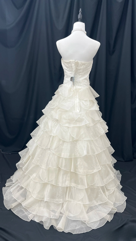 Vintage Ball Gown Strapless Multi Layers White Fitted Corset Long Wedding Dress Bride Gowns Wedding Dresses AU087