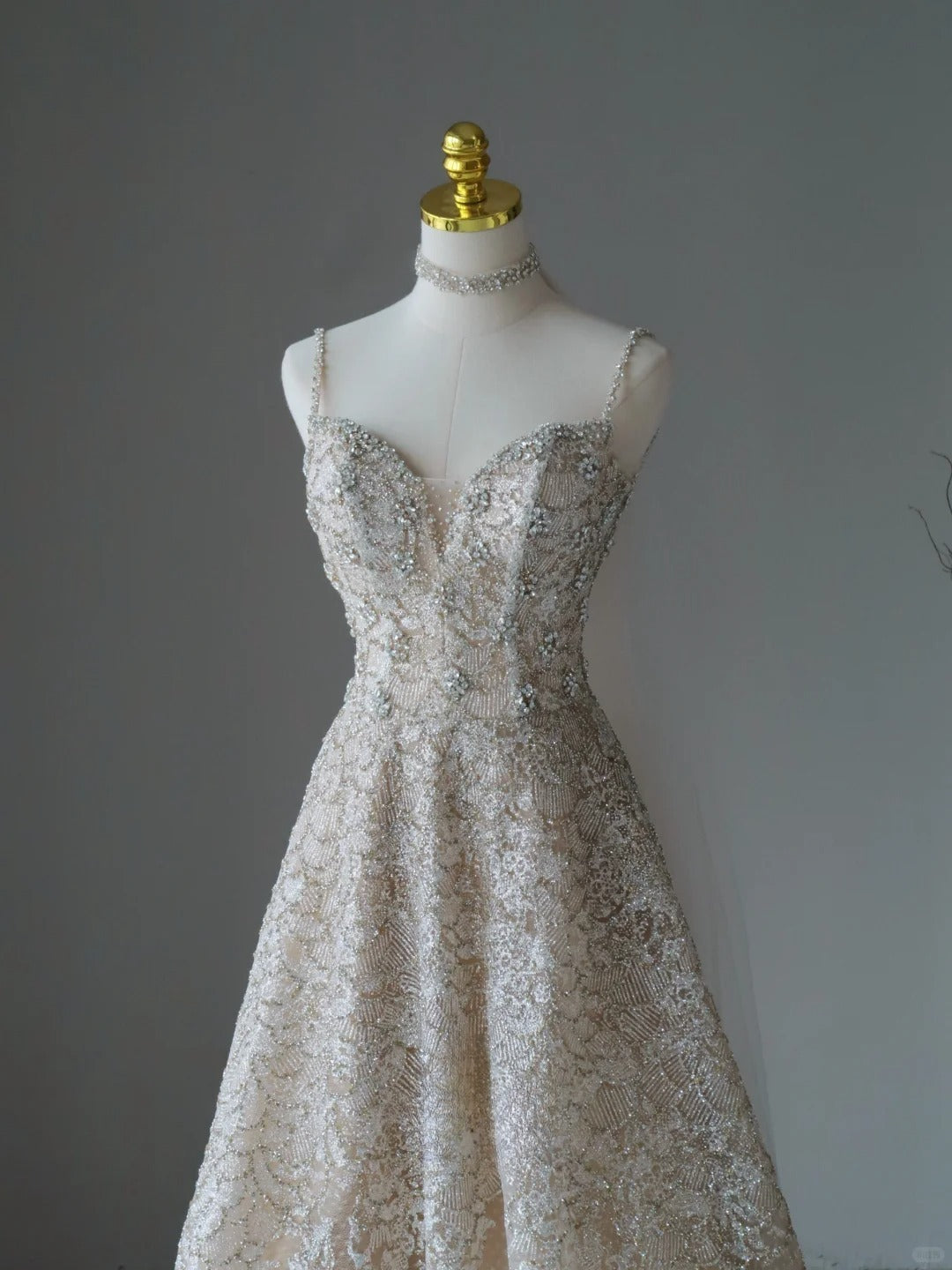 Glitter A Line Spaghetti Strap Champagne Sequined With Beading Prom Dresses Long Evening Party Formal Outfits RB6582