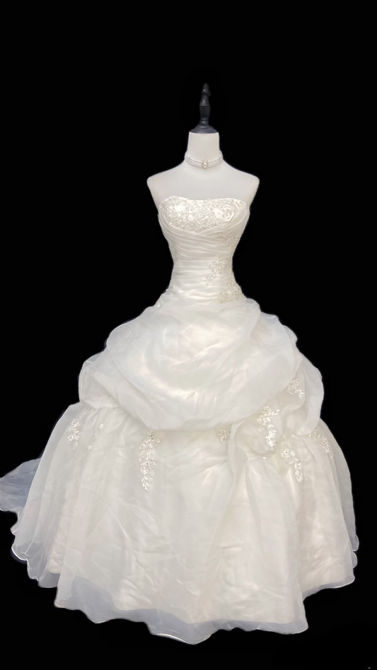 Retro Wedding Dresses Ball Gown Strapless 1970s White Vintage Long Wedding Dress Bride Gowns AU098