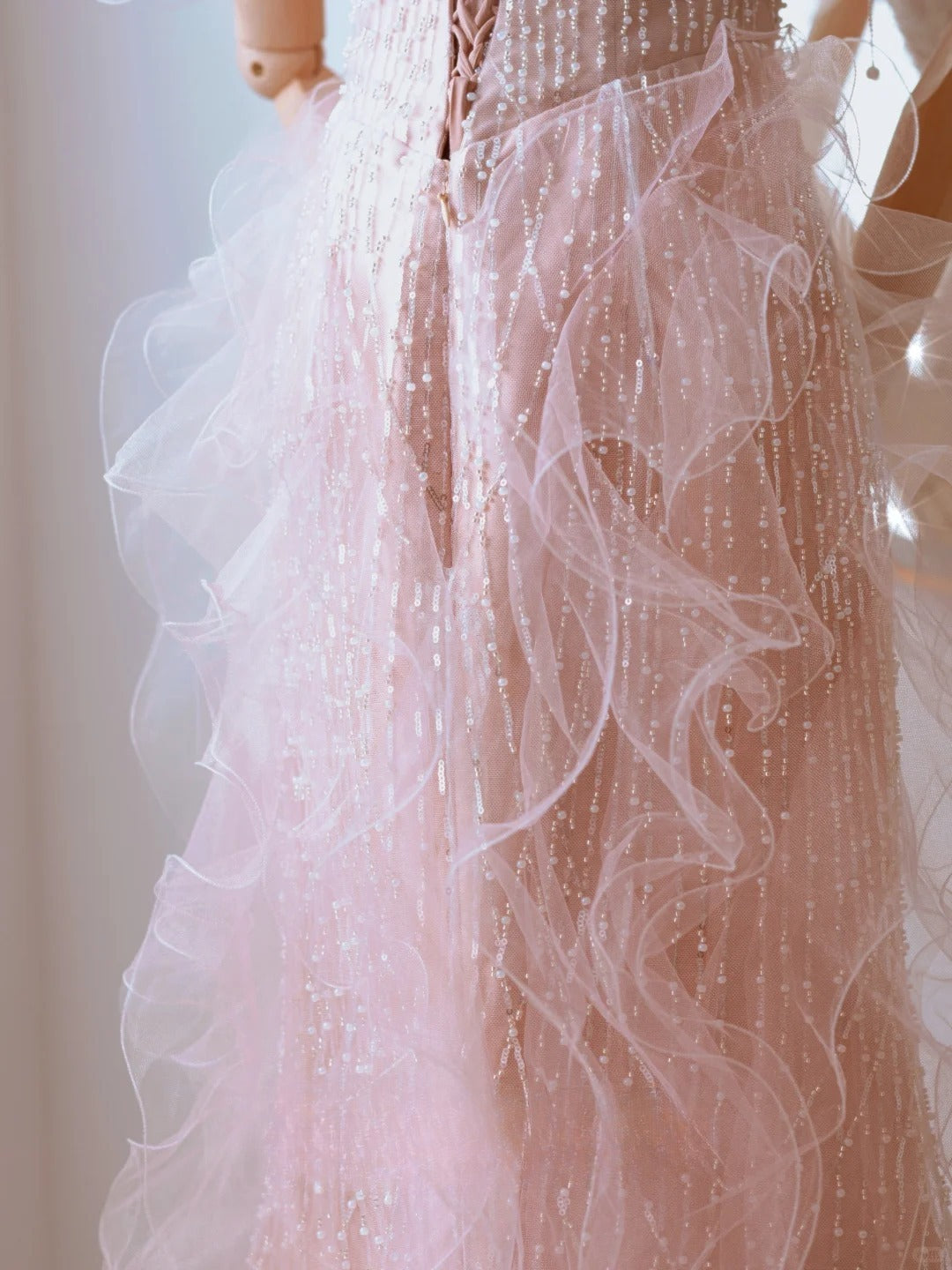 Cute Mermaid Off The Shoulder Blush Pink With Short Sleeves Beads Long Prom Dresses Formal Party Dress Prom Gown AU110