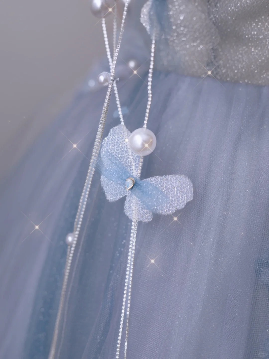 Charming Ball Gown Sweetheart Blue Tulle Long Prom Dresses Formal Party Dress Prom Gown AU112