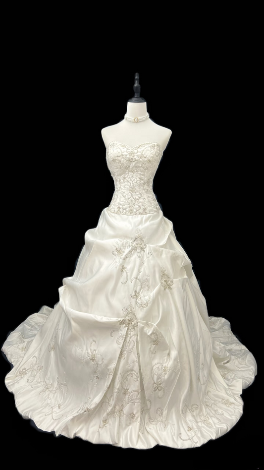 Retro Ball Gown Sweetheart Satin Style Long 1960s Inspired Wedding Dress Bride Gowns Wedding Dresses AU113