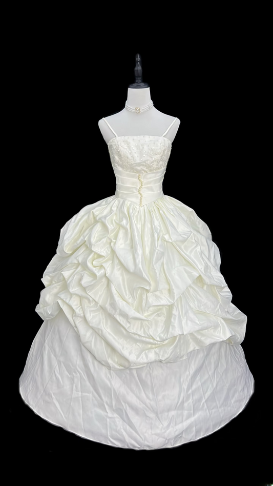 Retro Wedding Dresses Ball Gown Spaghetti Strap Plus Size 1970s Vintage Long Wedding Dress Bride Gowns AU117