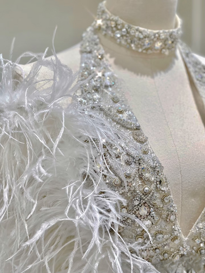 Vintage Mermaid Halter V Neck Sequin Lace Long Wedding Dress Fairy Formal Sparkly Wedding Dresses AU127