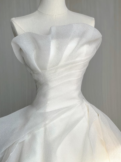 Dreamy A Line White Wedding Dress Fairy Formal Sleeveless Simple Long Wedding Dresses AU129