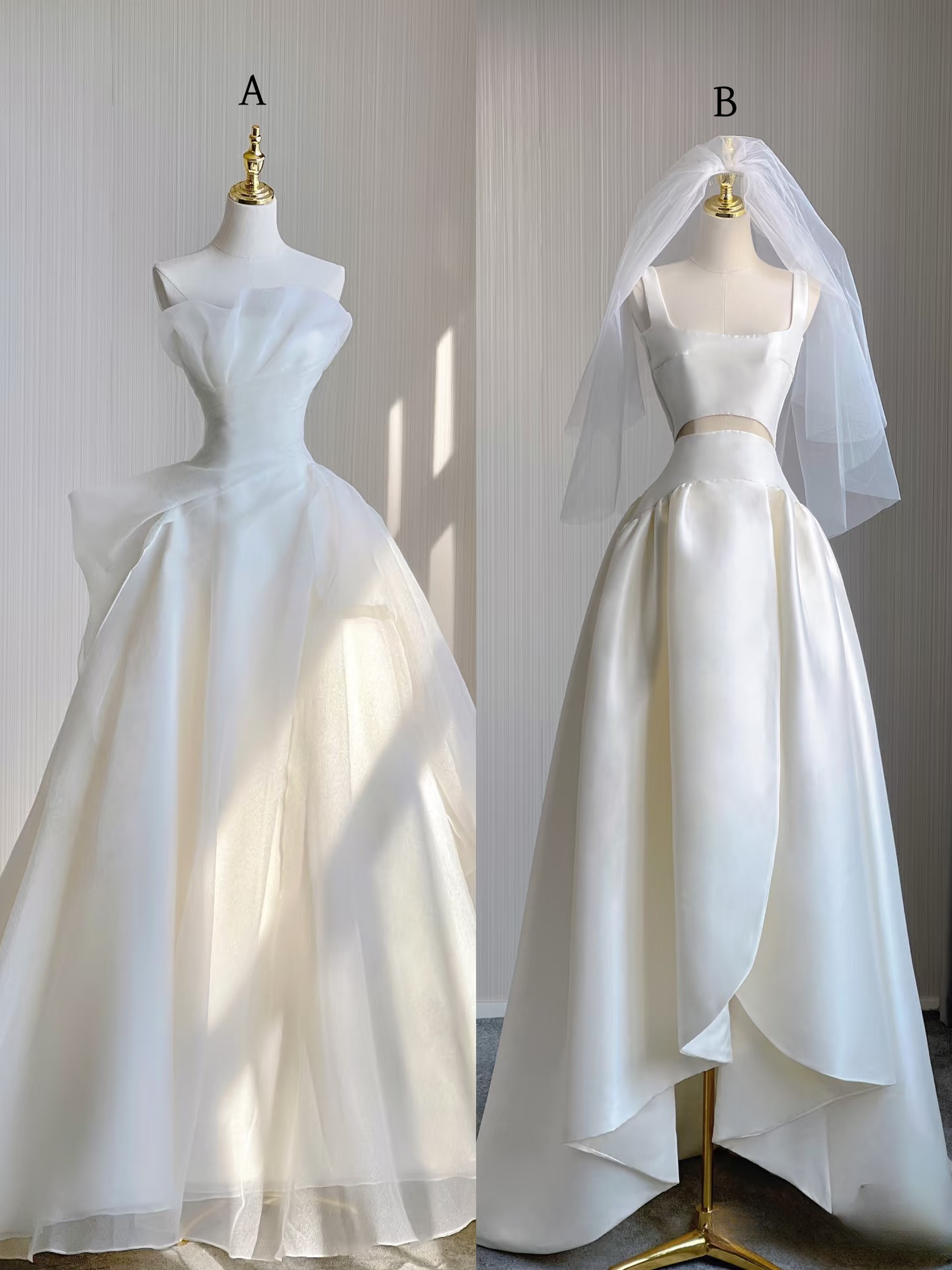 Dreamy A Line White Wedding Dress Fairy Formal Sleeveless Simple Long Wedding Dresses AU129