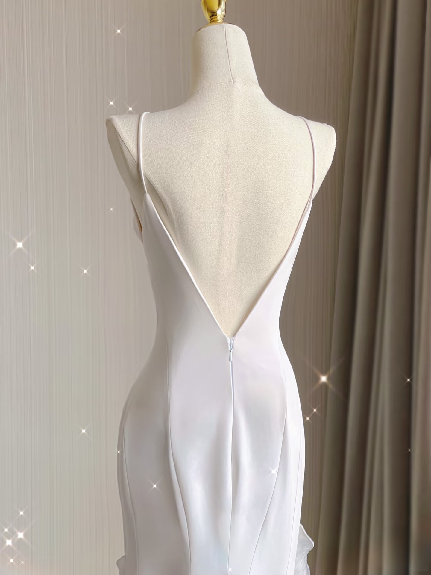 Dream Mermaid Scoop Satin White Layers Wedding Dress Fairy Formal Wedding Dresses AU131
