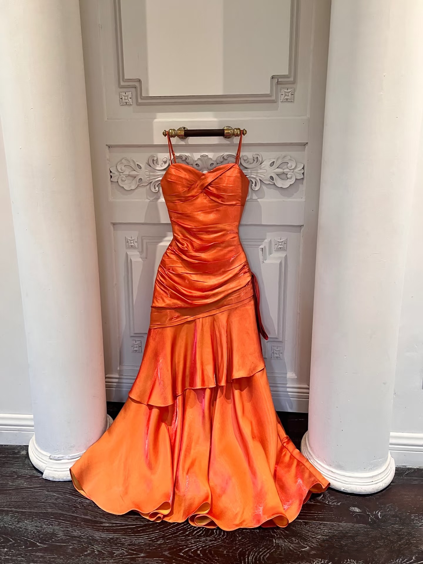 Modest Prom Dresses Mermaid Spaghetti Strap Sleeveless Satin Prom Dress Inspiration Long Prom Dresses AU161